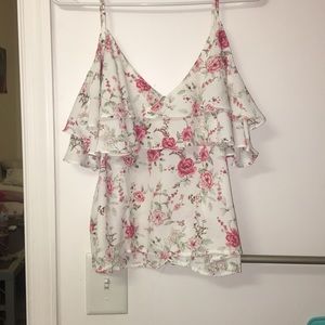 FOREVER 21 Silky Floral Off the shoulder blouse